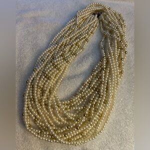 Elegant 10 Strand Pearl and Gold Beaded Necklace. $10 or 2 for $15